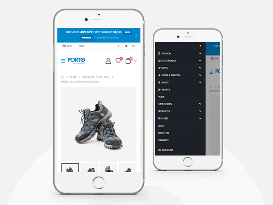 Tema WordPress Porto com 20 Layouts Site e Loja Virtual