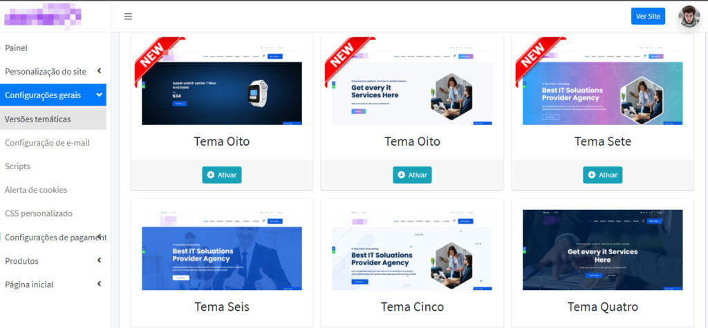 Site administrável Loja Virtual Responsivo 2023 CMS