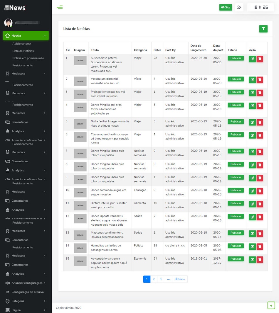 Script Portal De Notícias Php Responsivo com administração 2021