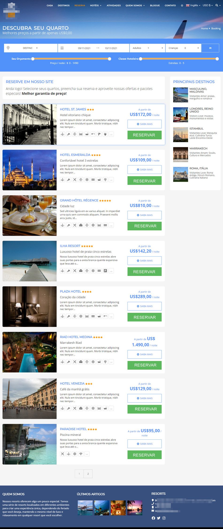 Script Reserva de quartos Multihoteis 2021 Hotel Pousada Resort completo com admin