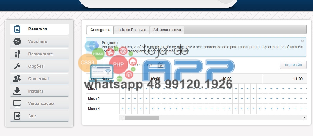 Script Reserva de Mesas para Restaurantes Buffet e Bares