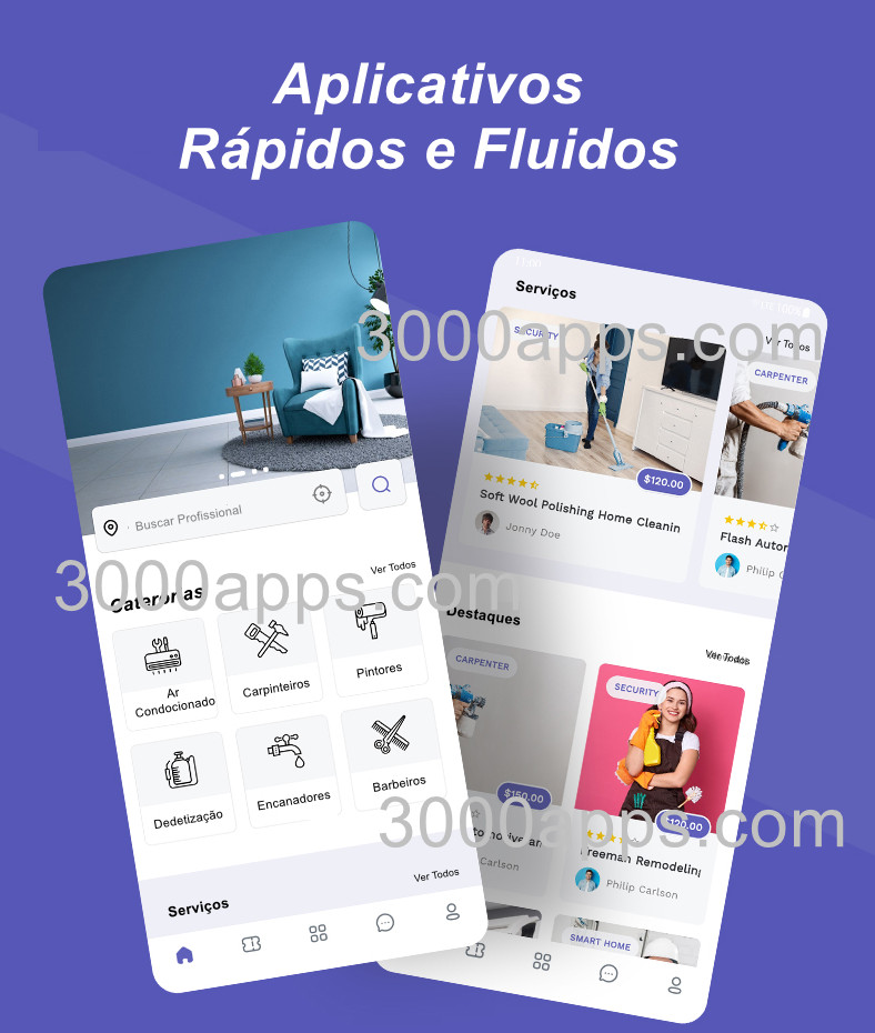 Aplicativo Serviços Android e IOS SaaS Getninjas Site e Admin