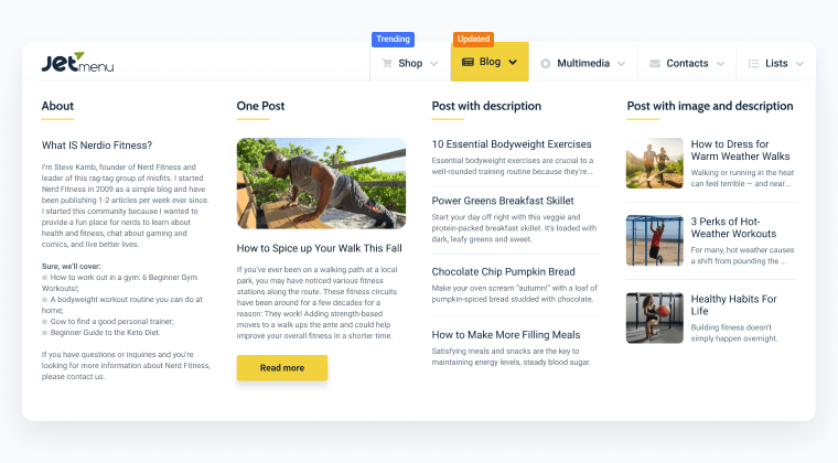 JetMenu WordPress Plugin Menu Personalizado Mega Menu