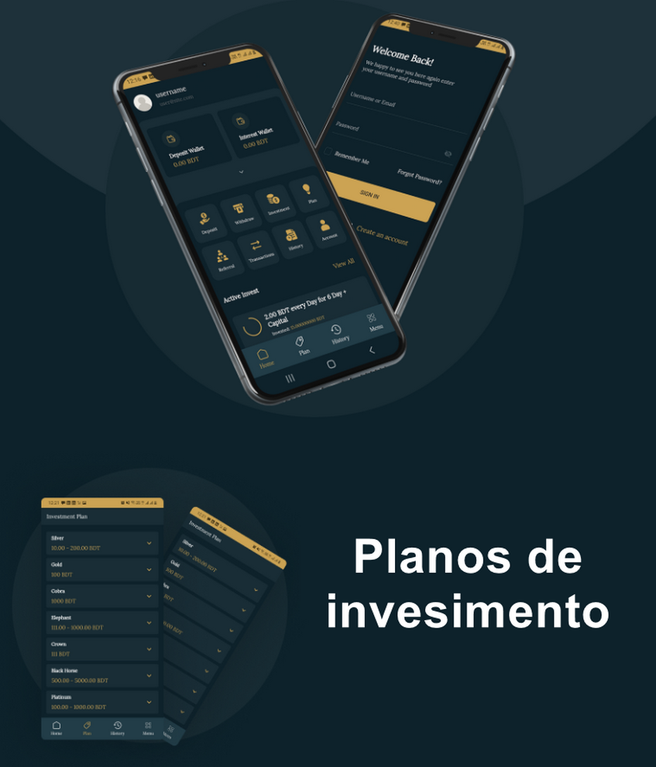 Aplicativo Investimento Cripto Multinivel Android e IOS com Site