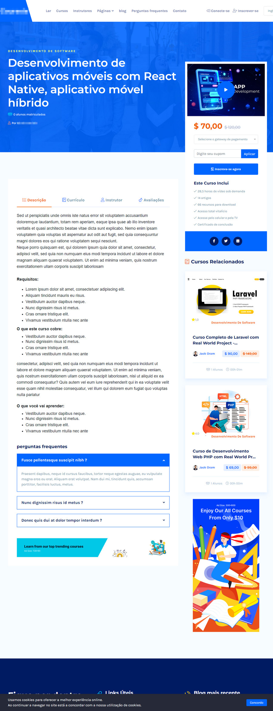 Script Cursos online completo com admin