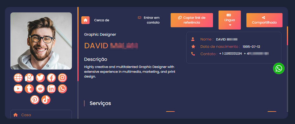 Sistema Vcard Cartão de Visita Virtual SaaS