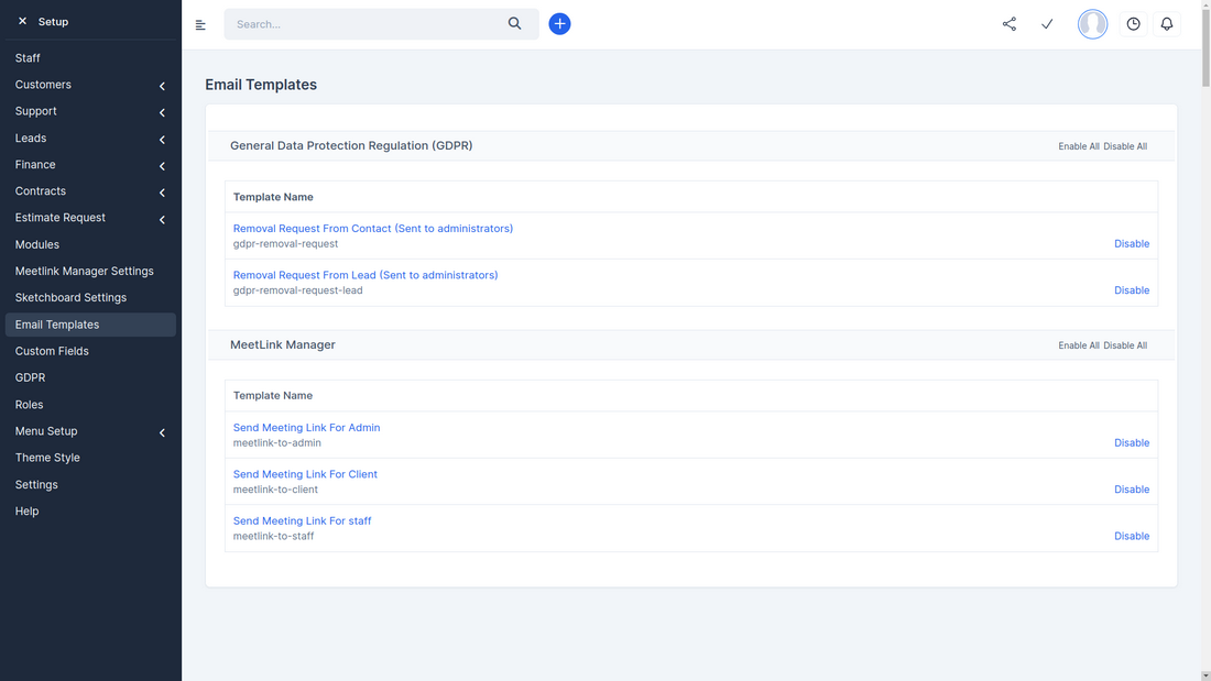 Módulo MeetLink Manager para Perfex CRM