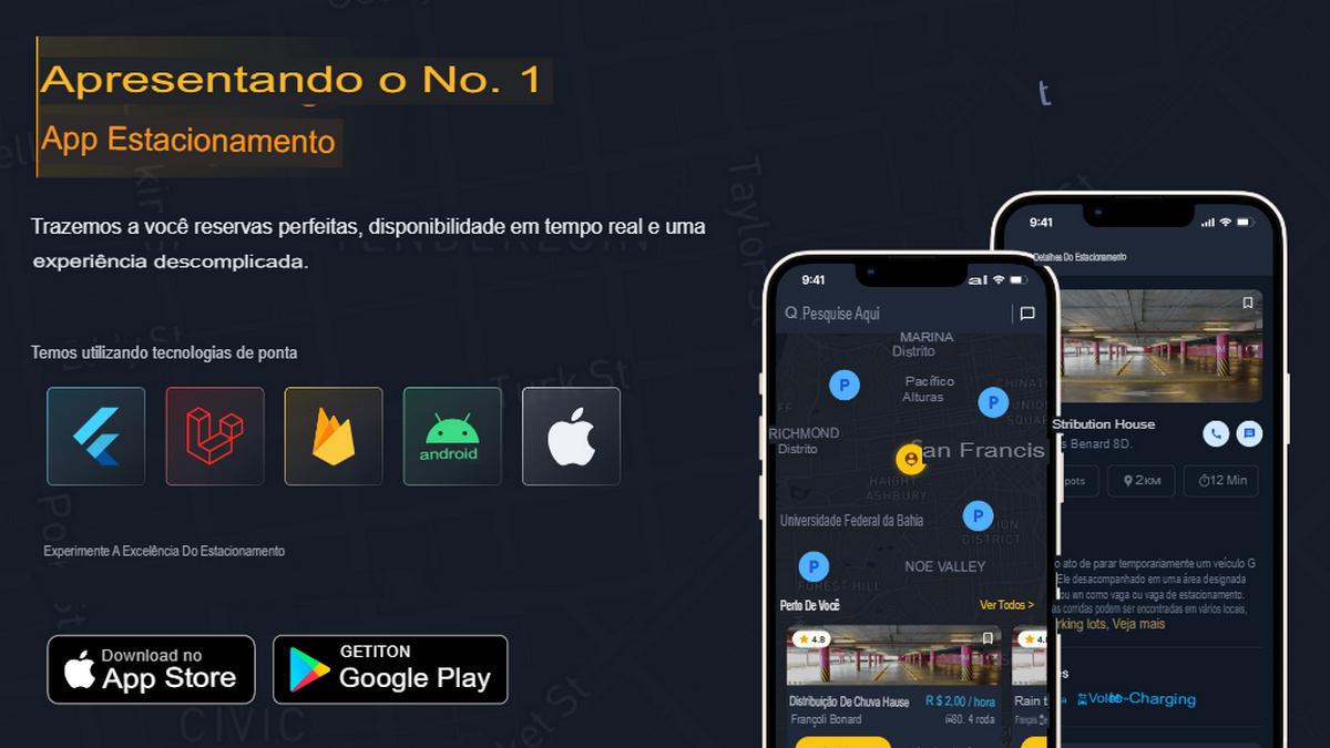 Aplicativo Estacionamento Android e IOS marketplace