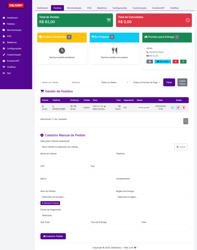 Sistema Bot Delivery Whatsapp para Comida Água Gás etc