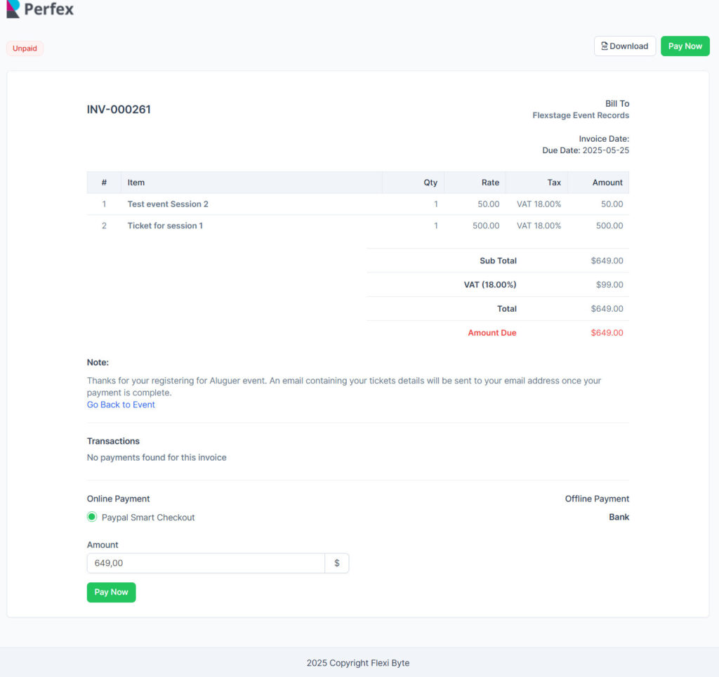 Event Management and Ticket Booking Module for Perfex
