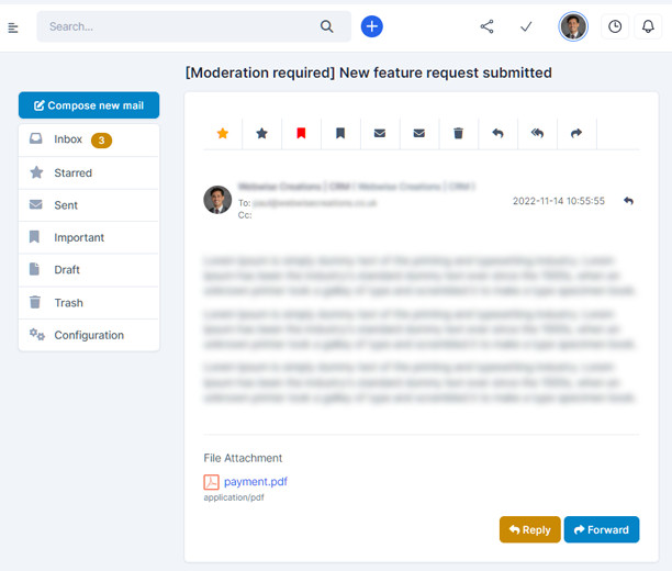 Mailbox Webmail based e-mail client Perfex CRM
