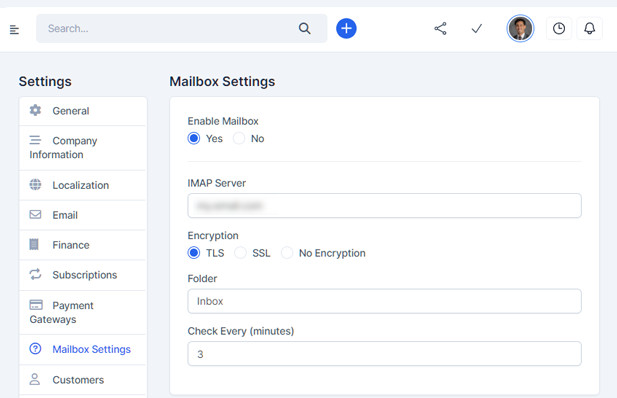 Mailbox Webmail based e-mail client Perfex CRM