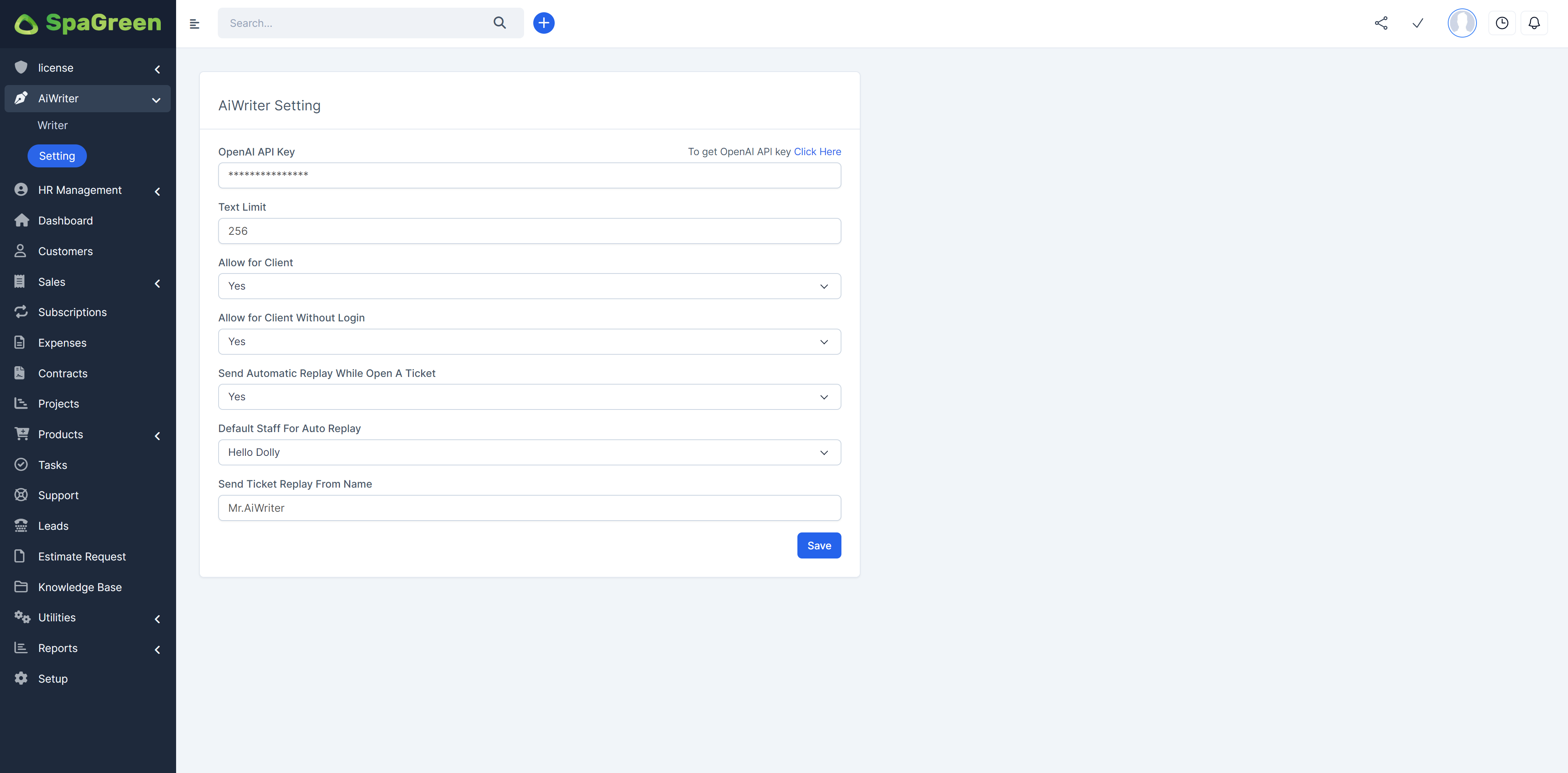 Perfex CRM AiWriter Content Generator