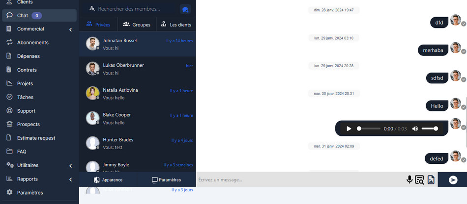 Módulo Perfex CRM Chat