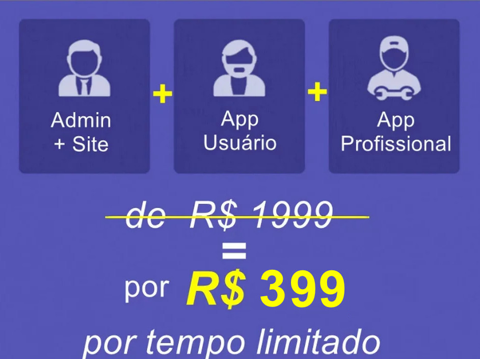 Aplicativo Serviços Android e IOS SaaS Getninjas Site e Admin