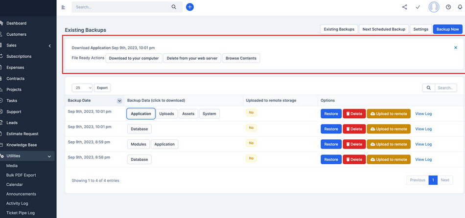 Flexible Backup and Restore Module for Perfex CRM